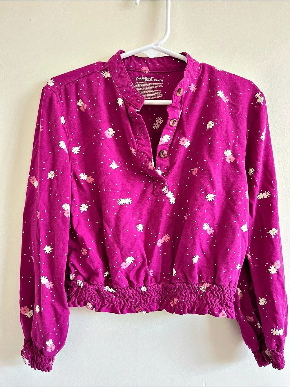 Cat & Jack Floral Bomber blouse in Pink Size XS Like New